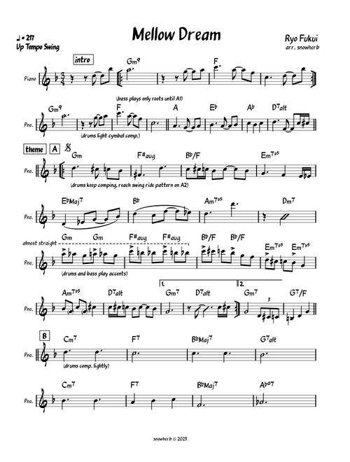 Mellow Dream – Ryo Fukui (lead sheet)