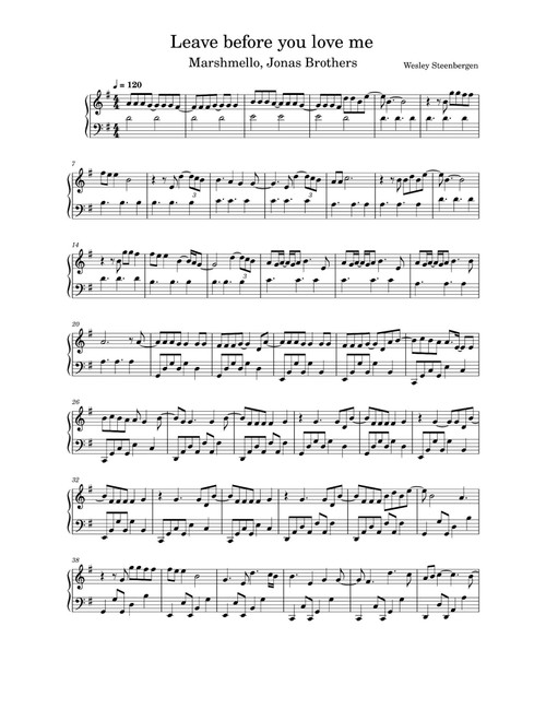 Leave Before You Love Me (Arr. Marshmello & Jonas Brothers) (Piano Solo)