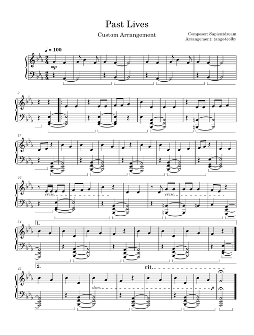 Past Lives – Sapient Dream (Custom Arrangement)