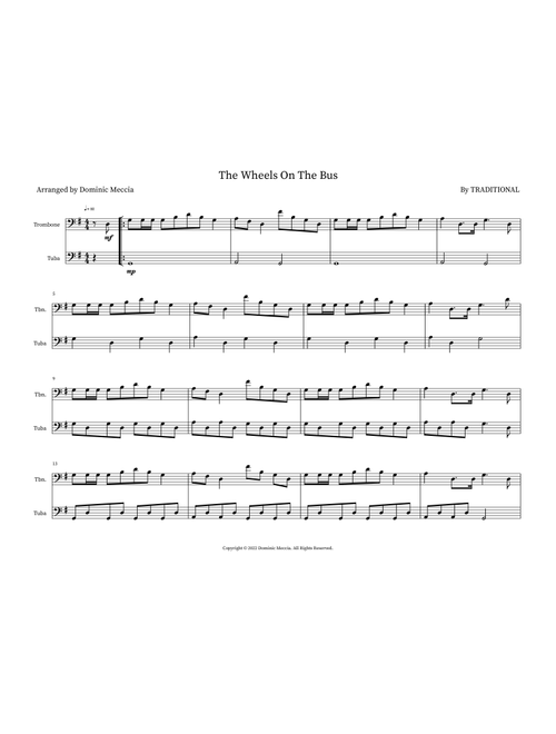 The Wheels On The Bus (Arr. Dominic Meccia) - Traditional (Instrumental Duet)