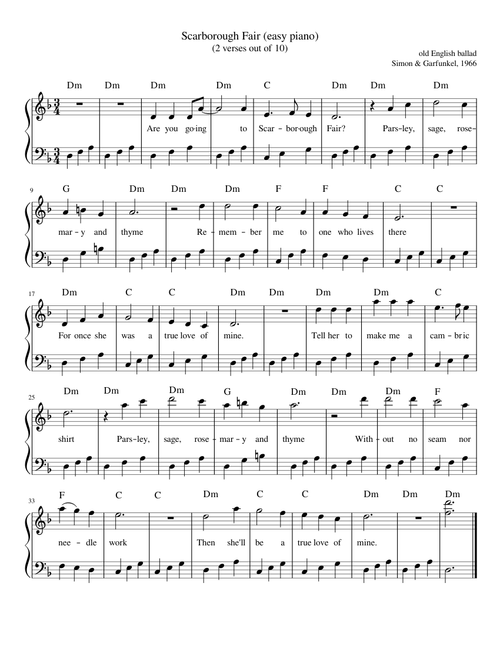 Scarborough Fair (arranged for piano)
