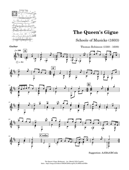 The Queen's Gigue – Thomas Robinson (1560 - 1609)
