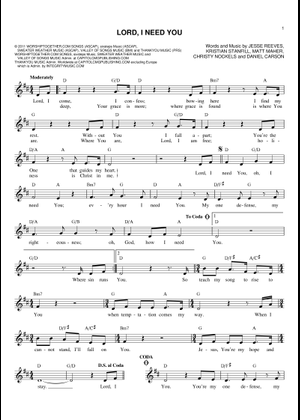Lord i need you – Matt Maher Sheet Music with Chords for Piano (Solo ...