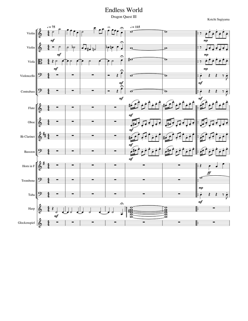 Dragon Quest II - Endless World Sheet Music for Trombone