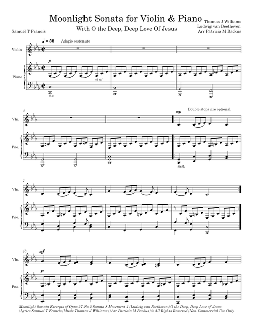 Moonlight Sonata for Violin & Piano – Ludwig van Beethoven & O the Deep Deep Love of Jesus