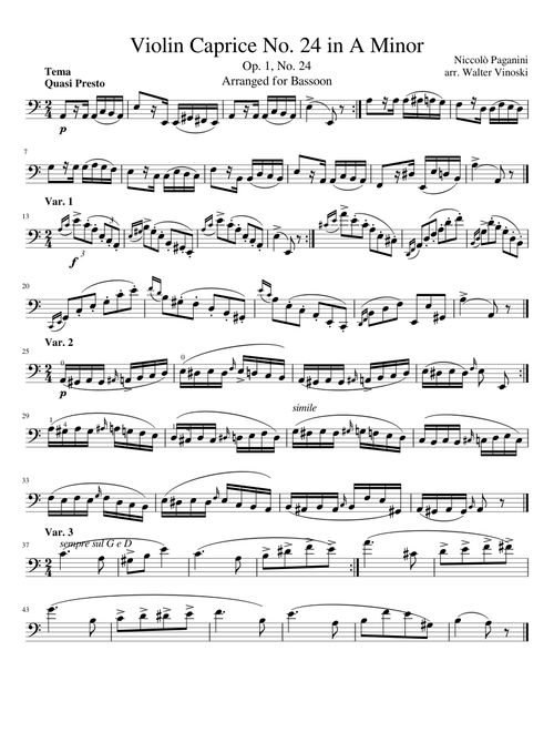 Bassoon Caprice No. 24 in A Minor