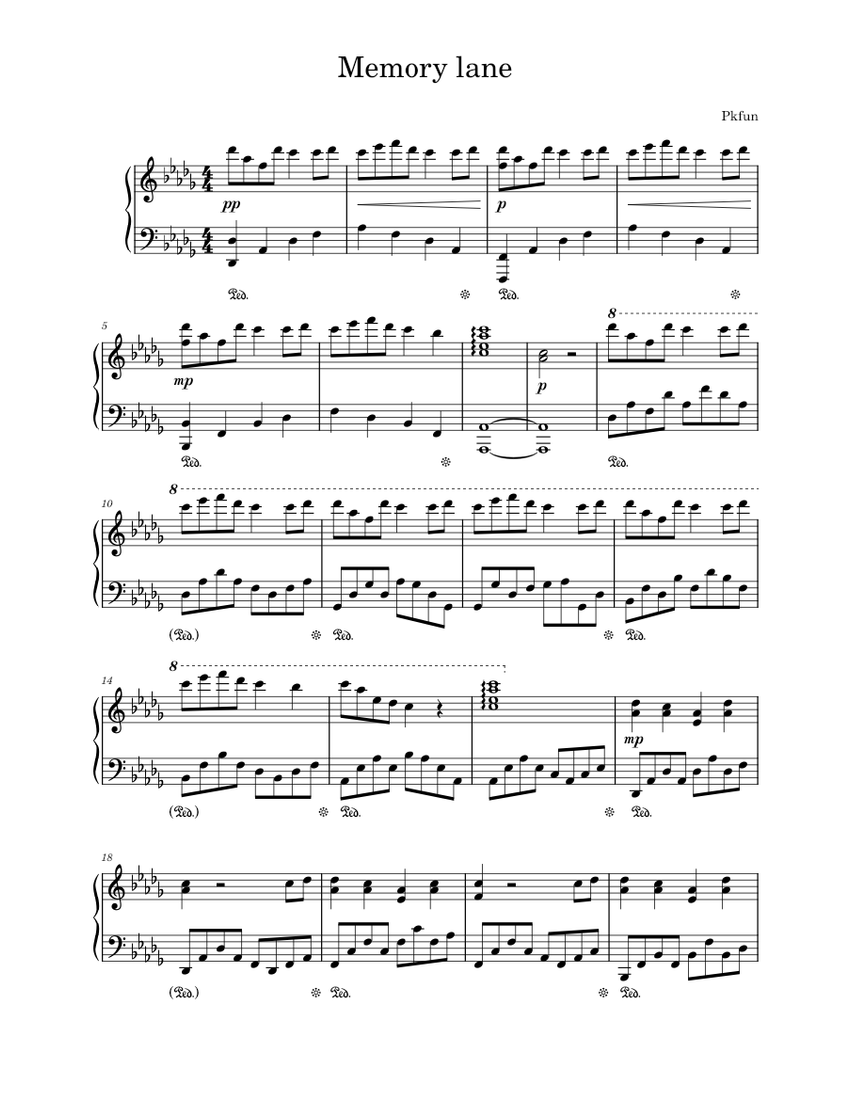 Memory Lane Sheet music for Piano (Solo)