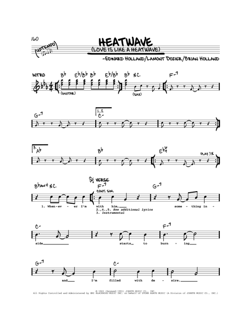 Heatwave (Love Is Like A Heatwave) - Martha & The Vandellas, Linda Ronstadt (Real Book - Melody-Chords)