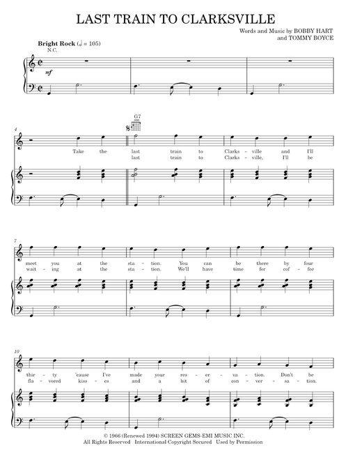 Last train to clarksville - The Monkees (Piano-Vocal-Guitar)