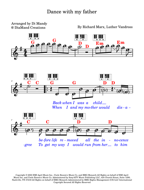 Dance With My Father (Arr. Dianne Mandy) - Luther Vandross (Lead Sheet - Fake Book)