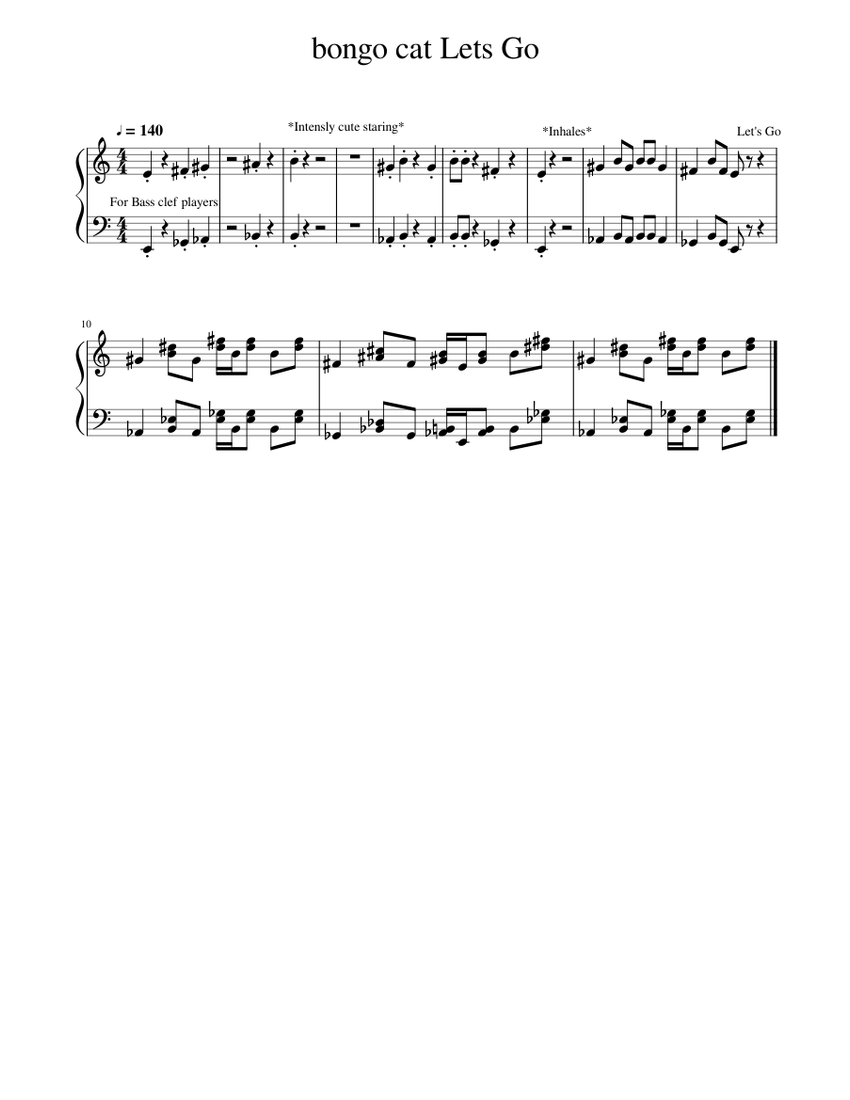 bongo cat Let s go Sheet music for Piano Solo Easy Musescore