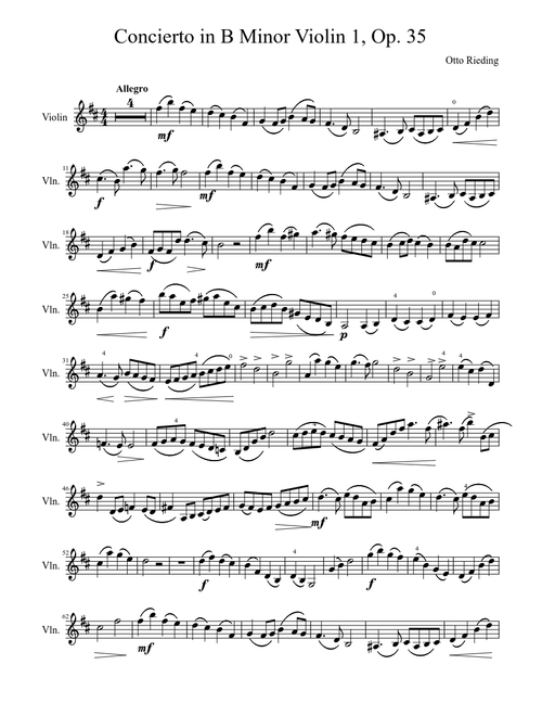 Concierto in B Minor Violin 1, Op. 35 de Otto Rieding