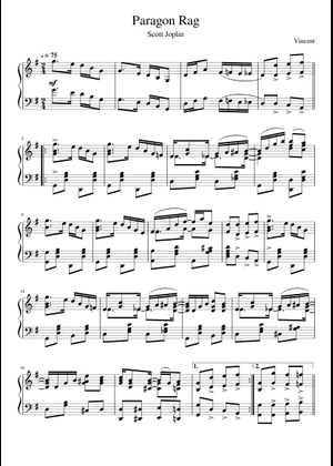 Paragon Rag by Scott Joplin (1909) Sheet Music for Piano (Solo ...