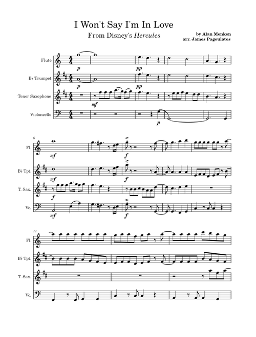 I Won't Say (I'm In Love) – Alan Menken Won't Say (I'm In Love) Quartet