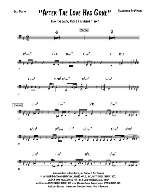 After The Love Has Gone (Arr. Accubass) - Earth Wind & Fire (Bass Guitar (without TAB))