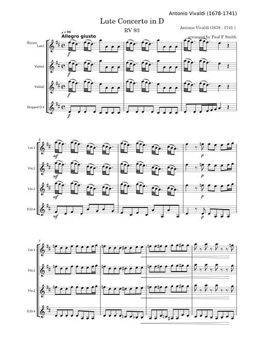 Chamber Concerto in D major, RV 93 – Antonio Vivaldi Vivaldi - ensemble