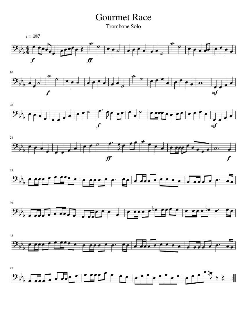 Gourmet Race - Trombone Solo Sheet music for Trombone (Solo) 