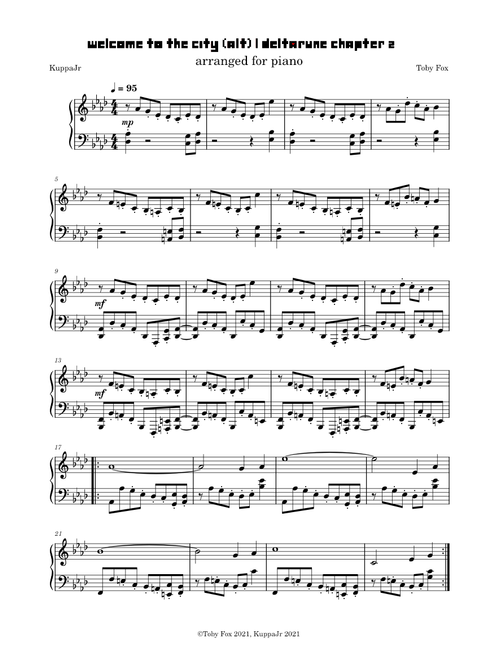 WELCOME TO THE CITY (alt) | Deltarune Chapter 2 (Piano Arrangement)