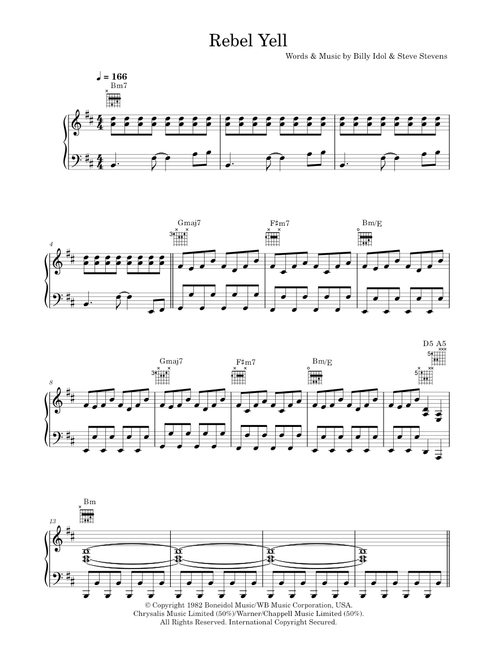 Rebel yell - Billy Idol (Piano-Vocal-Guitar (Piano Accompaniment))