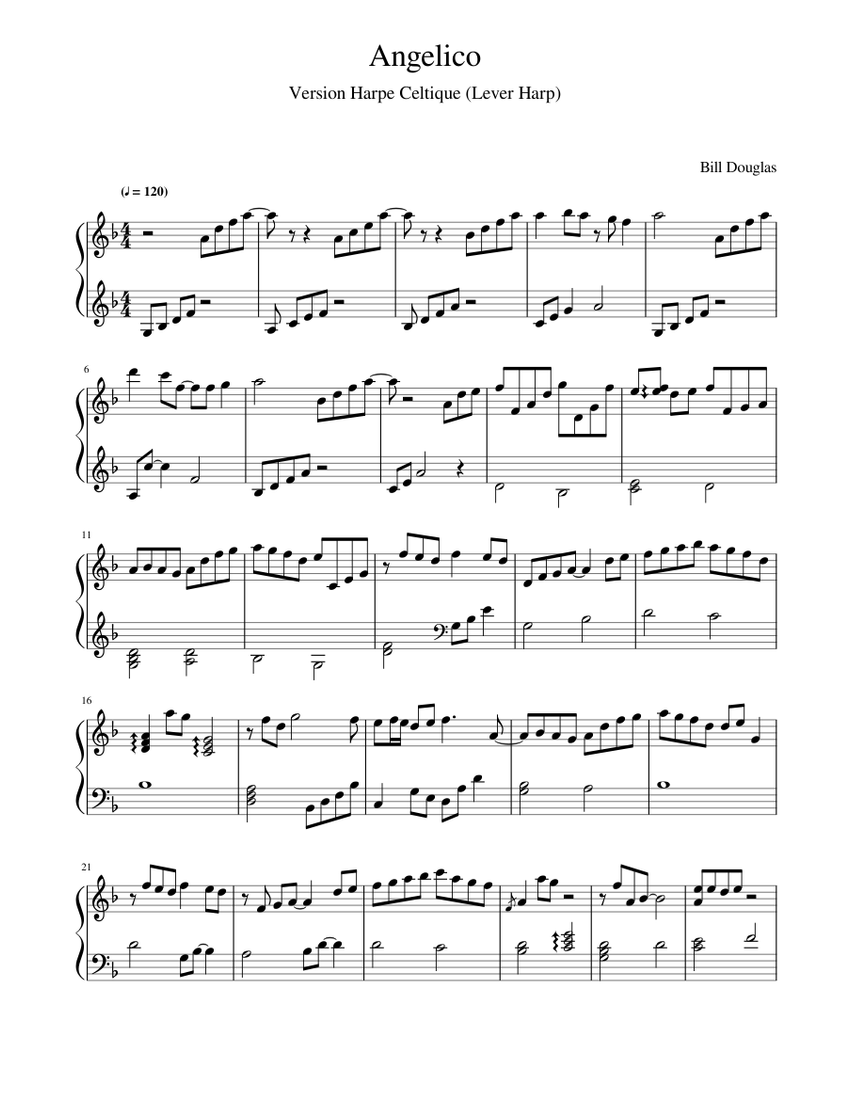 Angelico Bill Douglas Celtic Harp Sheet music for Harp (Solo
