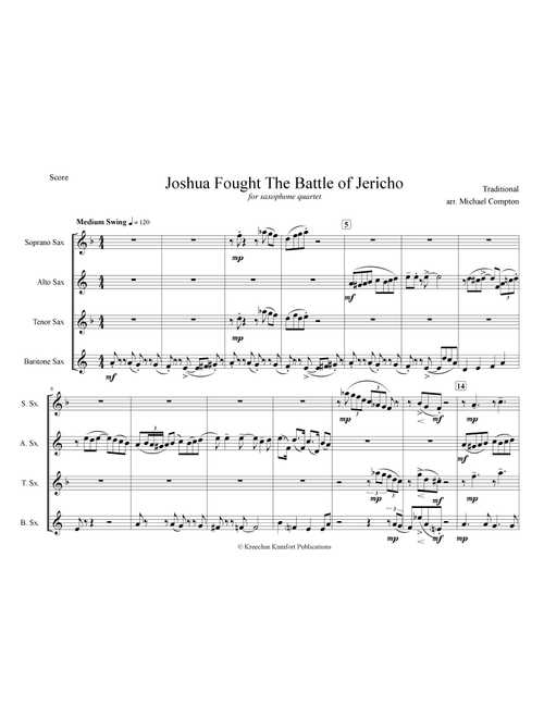 Joshua Fit The Battle Of Jericho (Arr. Michael Compton) - Mark Hayes (Woodwind Ensemble)