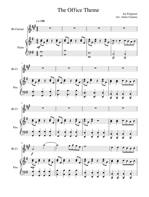 The Office Theme- Clarinet and Piano