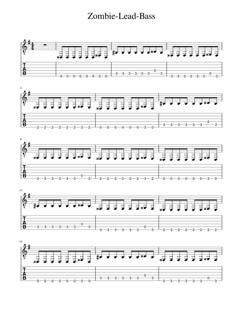 ZombieLeadBass Sheet music for Guitar (Solo)
