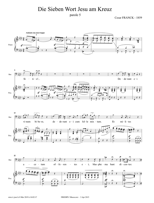 Die sieben Worte Jesu Christi am Kreuz, Wort 5 by César Franck