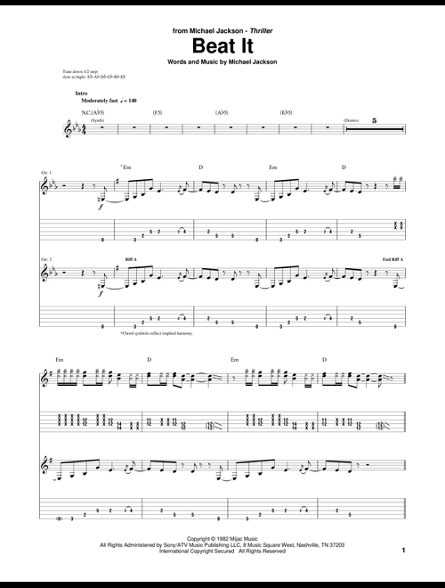 Beat It - Michael Jackson (Guitar Tab)