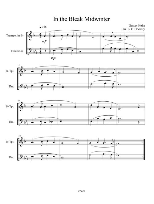 In the Bleak Midwinter (Trumpet and Trombone Duet) (Arr. B. C. Dockery) - Gustav Holst (Instrumental Duet)