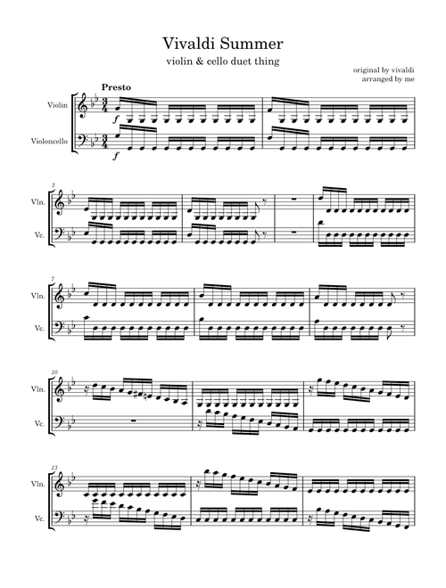 The four seasons - summer – Antonio Vivaldi Vivaldi Summer-Violin/Cello duet