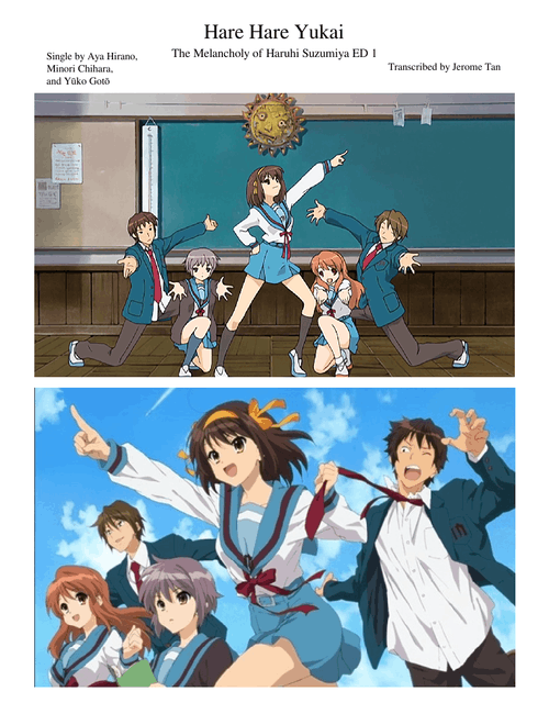 【The Melancholy of Haruhi Suzumiya ED 1】【Hare Hare Yukai】