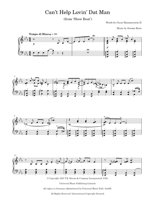 Can't Help Lovin' Dat Man (from Show Boat) - Jerome Kern (Piano Solo)