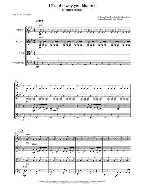 I Like The Way You Kiss Me (Arr. David Rodríguez) - Artemas (String Quartet)