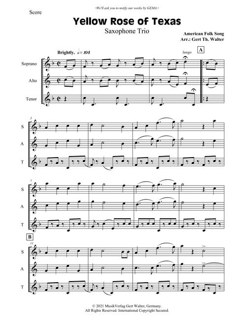 Yellow Rose of Texas (Arr. Gert Th. Walter) - American Folk Song (Woodwind Ensemble)