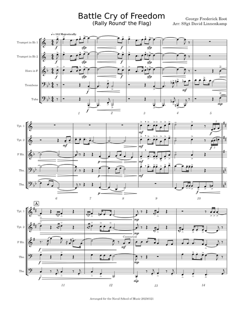 Battle Cry of Freedom for Brass Quintet