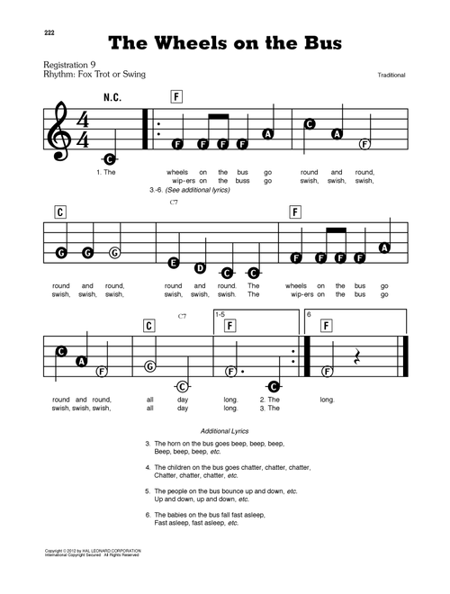 The Wheels On The Bus - Traditional (E-Z Play Today)