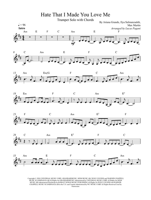 Hate That I Made You Love Me (Arr. Lucas Pagani) - Ariana Grande (Trumpet Solo)