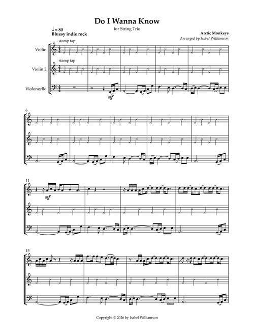 Do I Wanna Know? (Arr. Isabel Williamson) - Arctic Monkeys (String Ensemble)