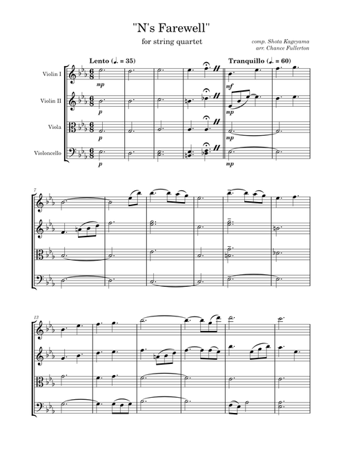 N's Farewell - String Quartet