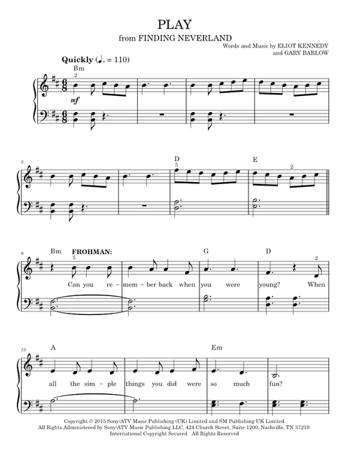 Play (Ensemble Version) (from 'Finding Neverland') - Eliot Kennedy, Gary Barlow (Easy Piano)