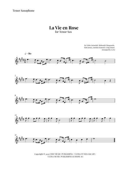 La Vie En Rose (Arr. GDJ) - Mohombi Moupondo, Matt James, Craig Smart (Tenor Sax Solo)