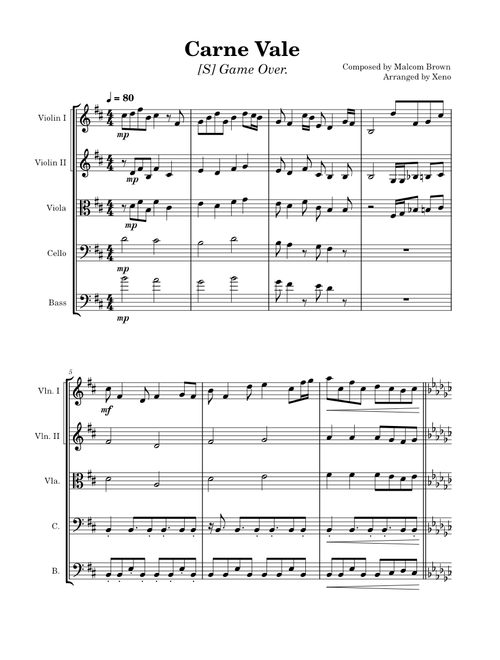 Carne Vale – Malcolm Brown Carne Vale; Homestuck: Cherubim - String Orchestra