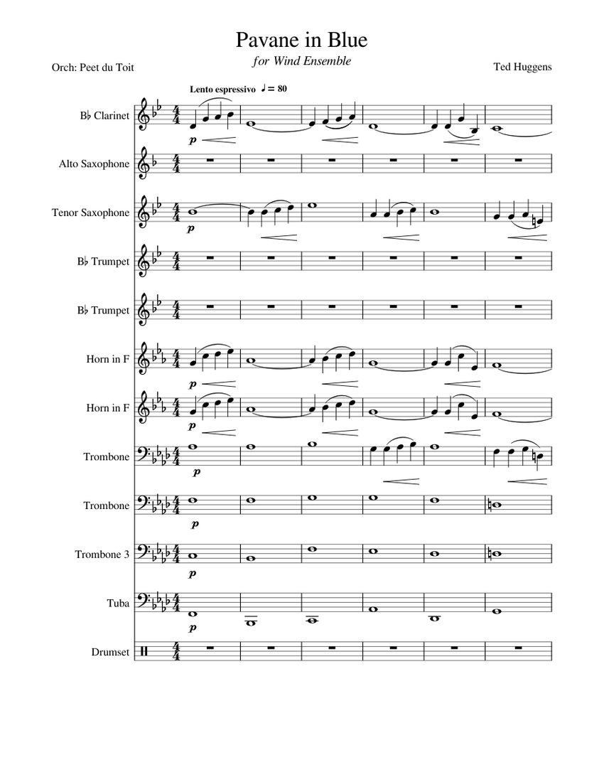 Pavane in Blue Ted Huggens (Wind Ensemble) Sheet music for Trombone