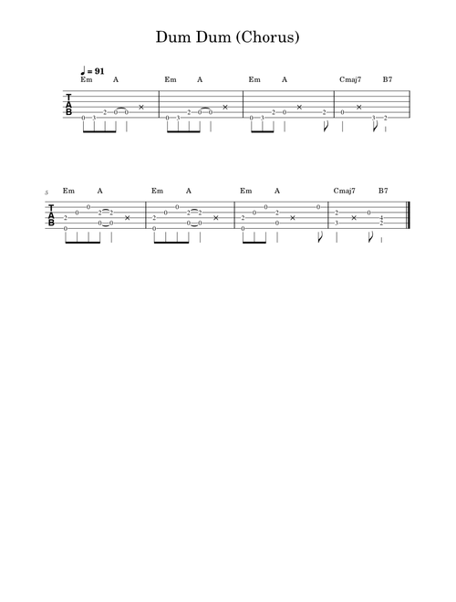 Dum Dum (ดึมดึม) – Jeff Satur Chorus Guitar Tab