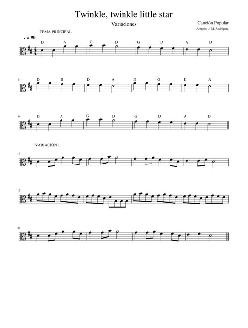 Twinkle, twinkle little star (Enseñanzas Básicas de viola)
