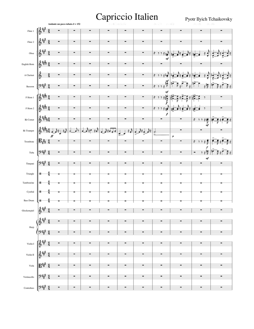 TCHAIKOVSKY - Capriccio Italien, Op. 45 Sheet Music for Trombone