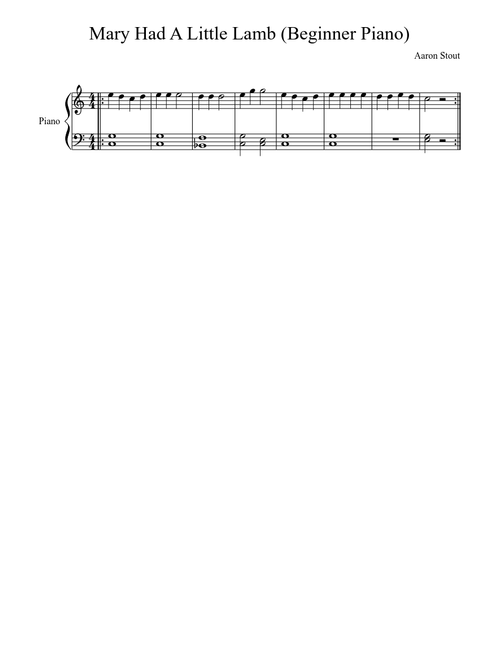 Mary Had A Little Lamb (Beginner Piano)