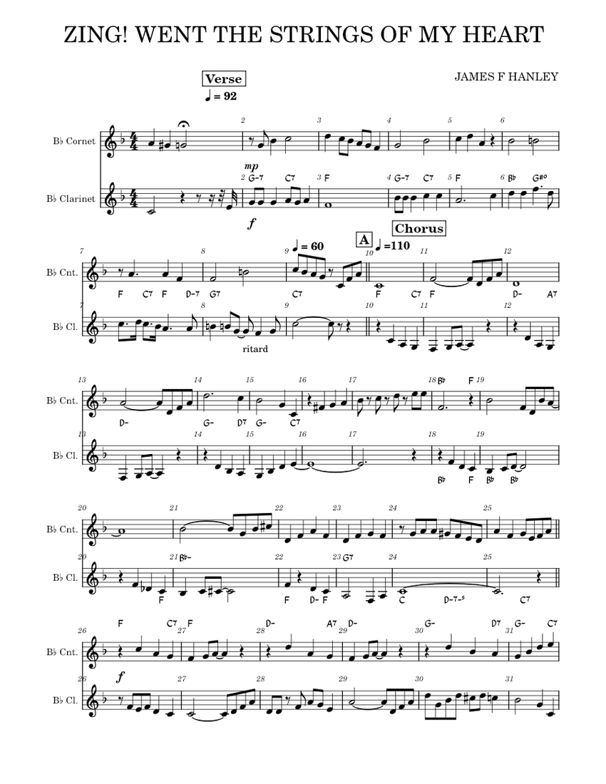 Zing! West the Strings of My Heart Sheet Music with Chords for