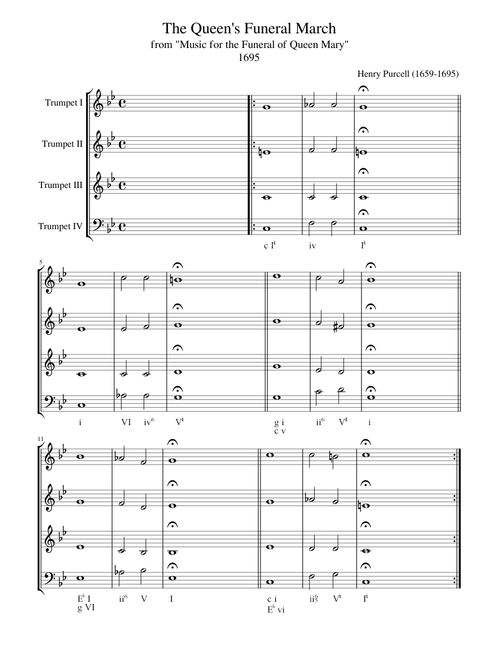 Purcell: The Queen's Funeral March (Roman numeral analysis)